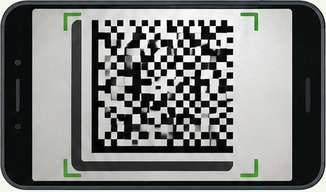 Close, sharp photo of a DataMatrix with all edges visible