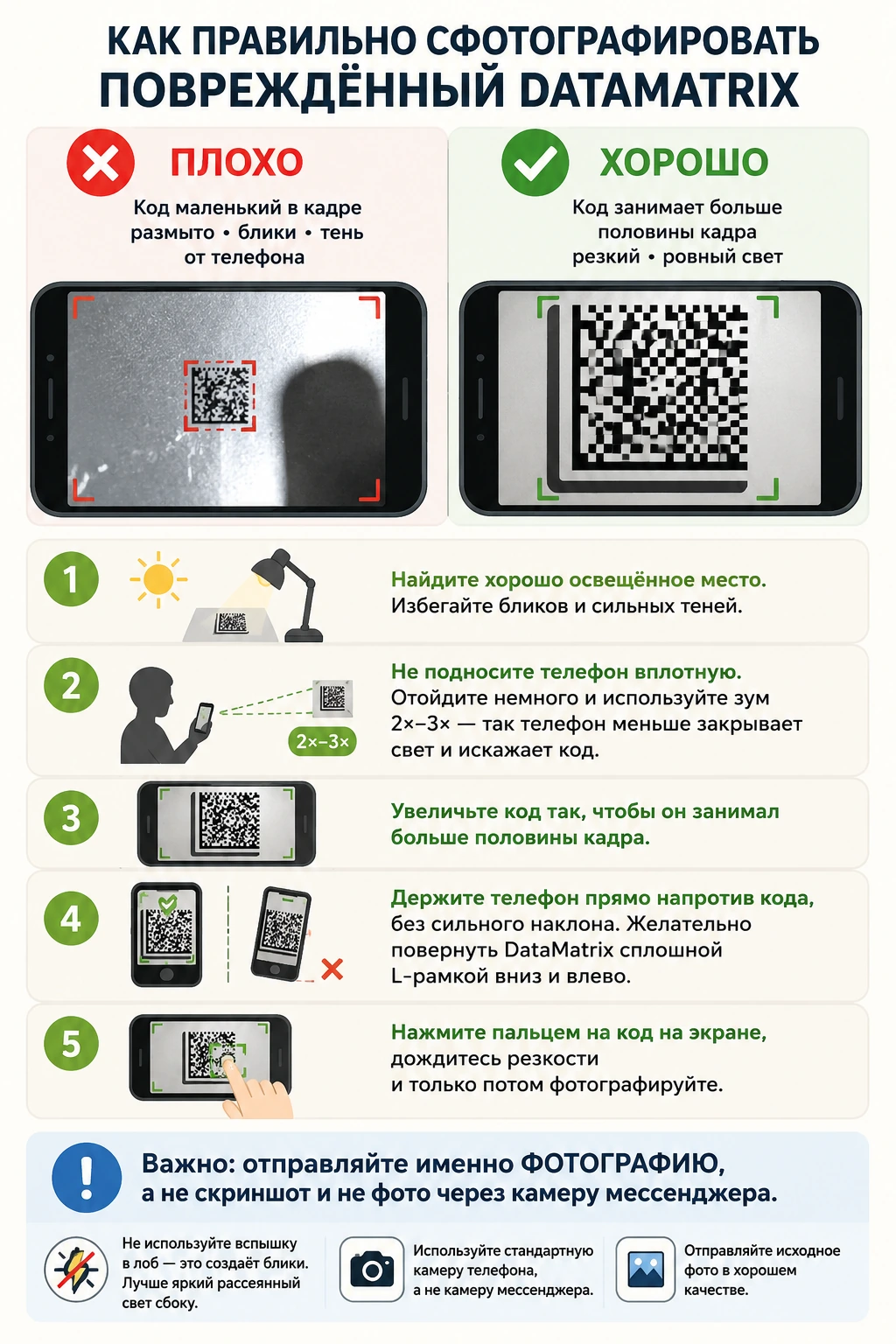 Памятка по фотографированию повреждённого DataMatrix